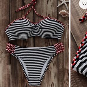 *MOVING SALE* stripped bikini with braided tie
